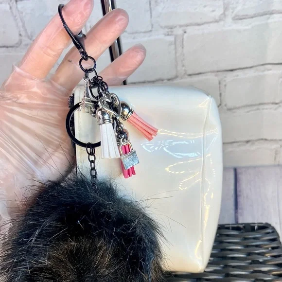 YSL keychain pouch with handmade pom and charms - Picture 2 of 8